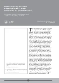 Global Inequality and Global Poverty Since the Cold War How Robust Is the Optimistic Narrative?