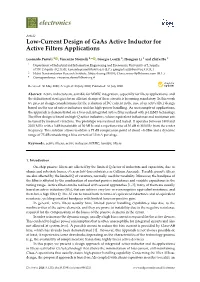 Low-Current Design of Gaas Active Inductor for Active Filters Applications