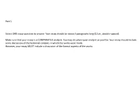 Part 1 Select ONE Essay Question To