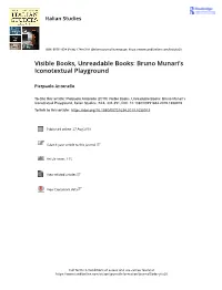 Visible Books, Unreadable Books: Bruno Munari's Iconotextual