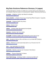 Big Data Solutions Glossary