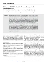 Deletions of CDKN2C in Multiple Myeloma: Biological and Clinical Implications Paola E