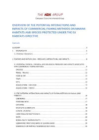 Overview of the Potential Interactions and Impacts of Commercial Fishing Methods on Marine Habitats and Species Protected Under the Eu Habitats Directive