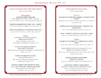 Su G G E S T E D Wi N E S to G O Local Wines and Selections from Smaller Oregon Distibutors Fun Pairings with Our Take-Out Menu