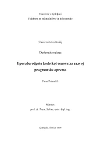 Uporaba Odprte Kode Kot Osnova Za Razvoj Programske Opreme