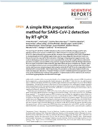 A Simple RNA Preparation Method for SARS-Cov-2 Detection by RT-Qpcr