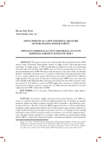 Apple Indices As a New Informal Measure of Purchasing Power Parity 109