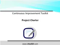 Continuous Improvement Toolkit Project Charter