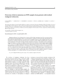 Detection of Driver Mutations in FFPE Samples from Patients with Verified Malignant Melanoma