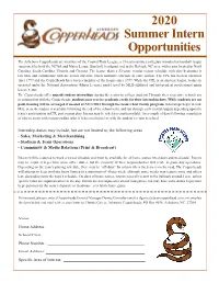 2020 Summer Intern Opportunities