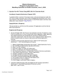 Alberta Infrastructure Response to Questions at the Standing Committee on Public Accounts, June 2, 2020