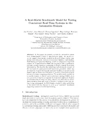A Real-World Benchmark Model for Testing Concurrent Real-Time Systems in the Automotive Domain