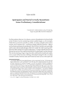 Apotropaion and Burial in Early Byzantium: Some Preliminary Considerations1
