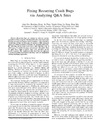 Fixing Recurring Crash Bugs Via Analyzing Q&A Sites