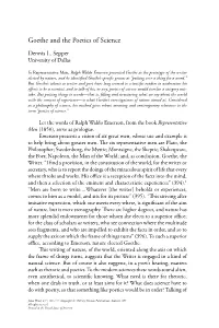 Goethe and the Poetics of Science