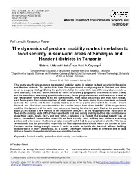The Dynamics of Pastoral Mobility Routes in Relation to Food Security in Semi-Arid Areas of Simanjiro and Handeni Districts in Tanzania