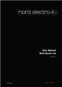 User Manual Nord Electro 4D