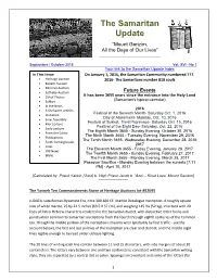 Vol. XVI - No 1 Your Link to the Samaritan Update Index in This Issue on January 1, 2015, the Samaritan Community Numbered 777