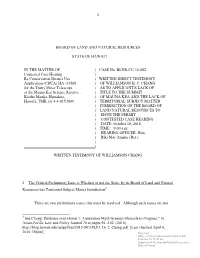 Board of Land and Natural Resources State of Hawai'i in the Matter Of