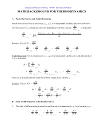 Math Background for Thermodynamics ∑