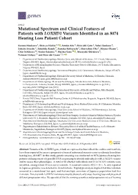Mutational Spectrum and Clinical Features of Patients with LOXHD1 Variants Identified in an 8074 Hearing Loss Patient Cohort