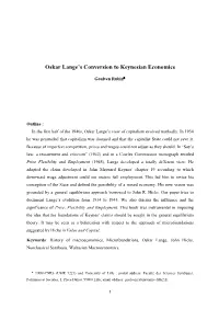 Oskar Lange's Conversion to Keynesian Economics