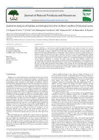 Qualitative Analysis of Peptides and Biological Activities of Allexis Cauliflora (Violaceae) Leaves