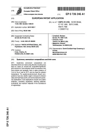 Quaternary Ammonium Compositions and Their Uses
