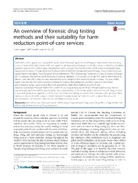 An Overview of Forensic Drug Testing Methods and Their Suitability for Harm Reduction Point-Of-Care Services Lane Harper1, Jeff Powell2 and Em M