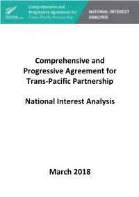 CPTPP Final National Interest Analysis for 8 March
