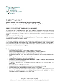 Early Music 2Nd Discipline Master 2018 in the Event of a Dispute, the French Version in Force Shall Be the Only Authoritative Text