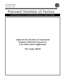 Guide for the Selection of Commercial Explosives Detection Systems for Law Enforcement Applications