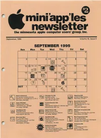 Mini Apples Newsletter the Minnesota Apple Computer Users' Group, Inc