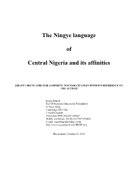 The Ningye Language of Central Nigeria and Its Affinities