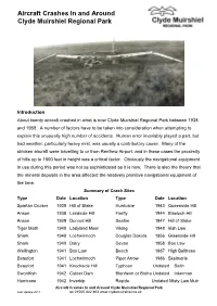 Aircraft Crashes in and Around Clyde Muirshiel Regional Park