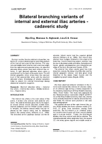 Bilateral Branching Variants of Internal and External Iliac Arteries - Cadaveric Study