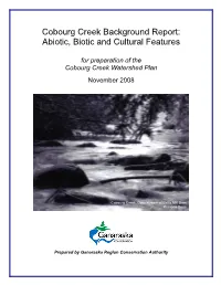 Cobourg Creek Background Report: Abiotic, Biotic and Cultural Features