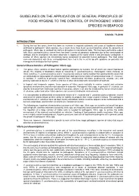 Guidelines on the Application of General Principles of Food Hygiene to the Control of Pathogenic Vibrio Species in Seafood