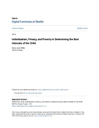 Individualism, Privacy, and Poverty in Determining the Best Interests of the Child