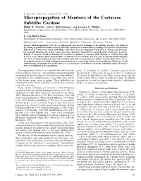 "Micropropagation of Members of the Cactaceae Subtribe Cactinae"