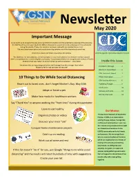 Newsletter May 2020 Important Message