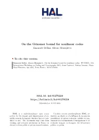On the Griesmer Bound for Nonlinear Codes Emanuele Bellini, Alessio Meneghetti
