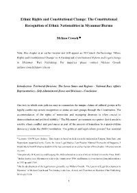 The Constitutional Recognition of Ethnic Nationalities in Myanmar/Burma