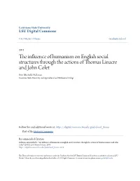 The Influence of Humanism on English Social Structures Through The