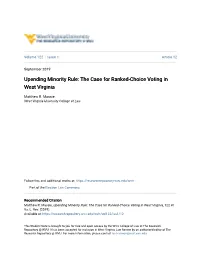 Upending Minority Rule: the Case for Ranked-Choice Voting in West Virginia