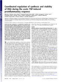 Coordinated Regulation of Synthesis and Stability of RNA During the Acute TNF-Induced Proinﬂammatory Response