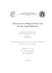 Extraction of Temporal Facts and Events from Wikipedia