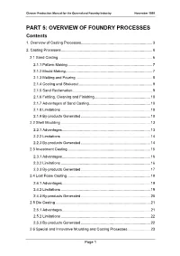 OVERVIEW of FOUNDRY PROCESSES Contents 1