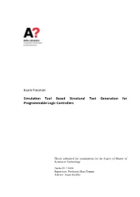 Simulation Tool Based Structural Text Generation for Programmable Logic Controllers