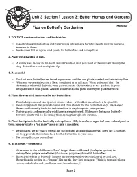 Tips on Butterfly Gardening Unit 3 Section 1 Lesson 3